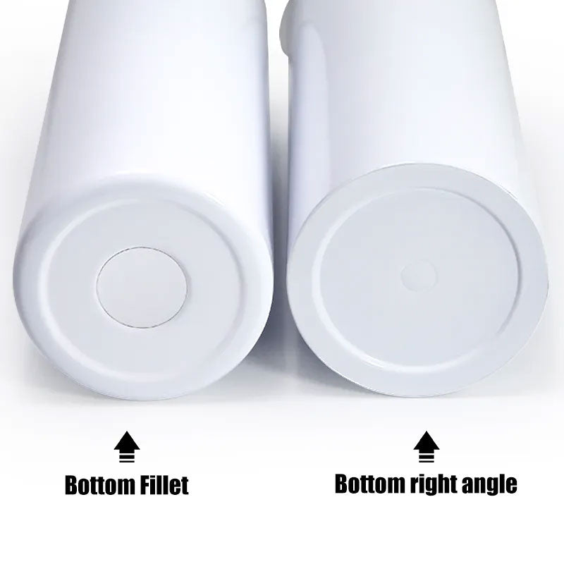 Sublimation Blanks Flat Edge 20oz/600ml Stainless Steel Tumbler with Slide Lid (White)