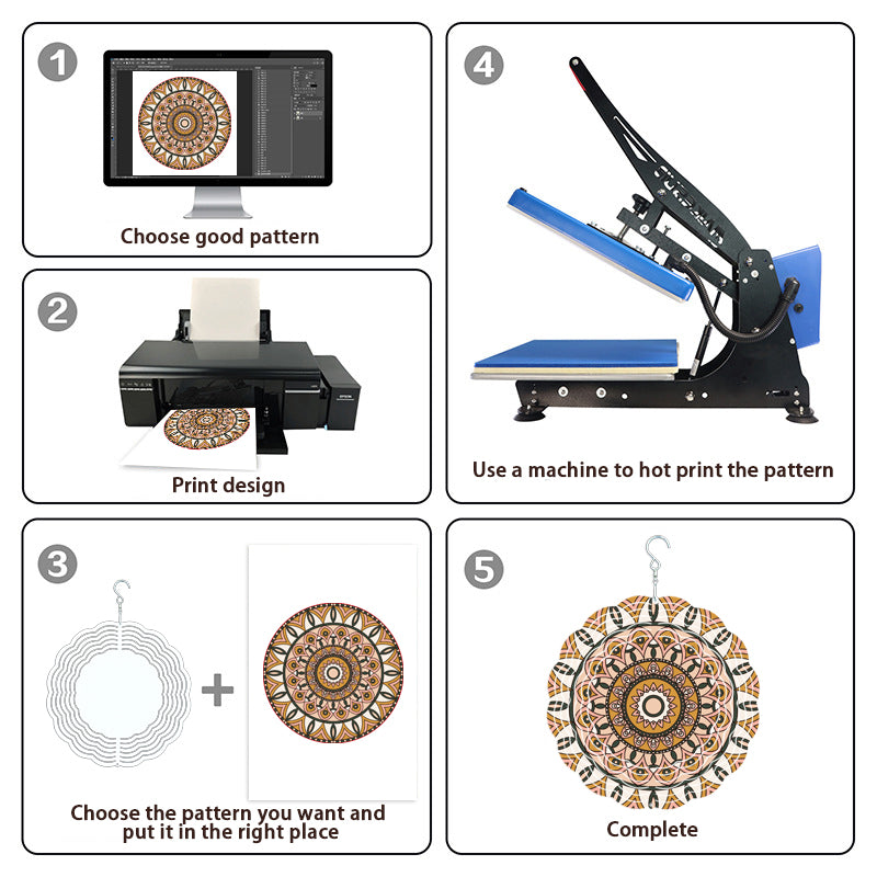 USA warehouse-8inch 10 inch 3D sublimation wind spinner ornaments