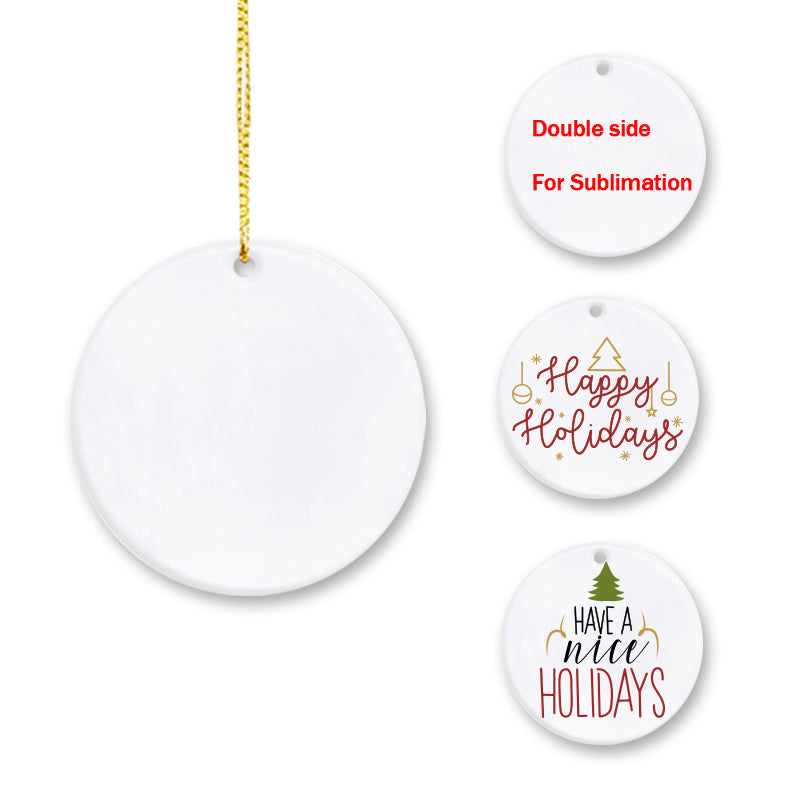 200 Pack Diy Sublimation Blank Ceramic Hanging Holiday Christmas Ornaments
