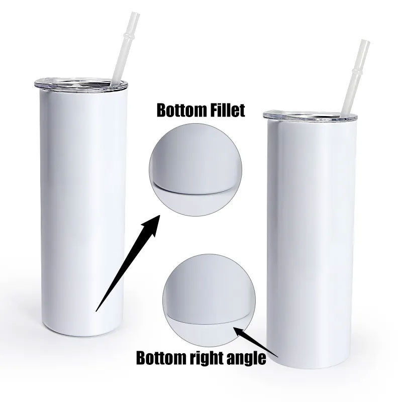 Sublimation Blanks Flat Edge 20oz/600ml Stainless Steel Tumbler with Slide Lid (White)