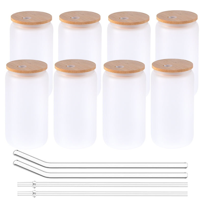 China Warehouse 50pcs 16Oz Sublimation Frosted Beer Glass Can