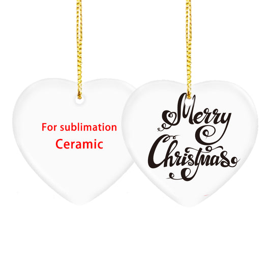 Sublimation Blank Ceramic Pendant Heart Shapes Christmas Ornaments