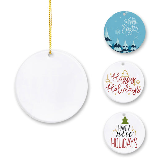 Sublimation Blank Ceramic Pendant Multiple Shapes Customizable Christmas Ornaments