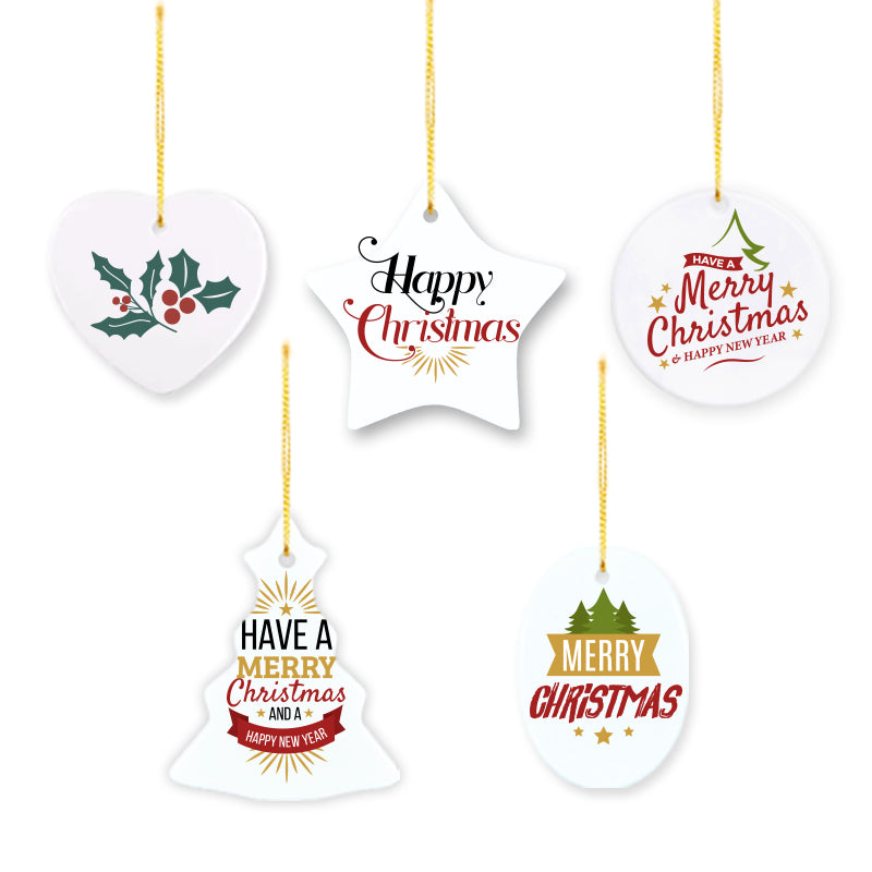 Sublimation Blank Ceramic Pendant Multiple Shapes Customizable Christmas Ornaments