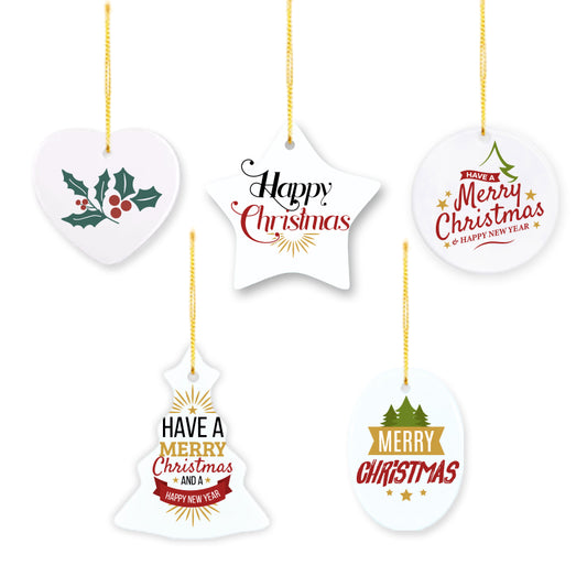Sublimation Blank Ceramic Pendant Multiple 5 Shapes Double Side Decorative Ornaments