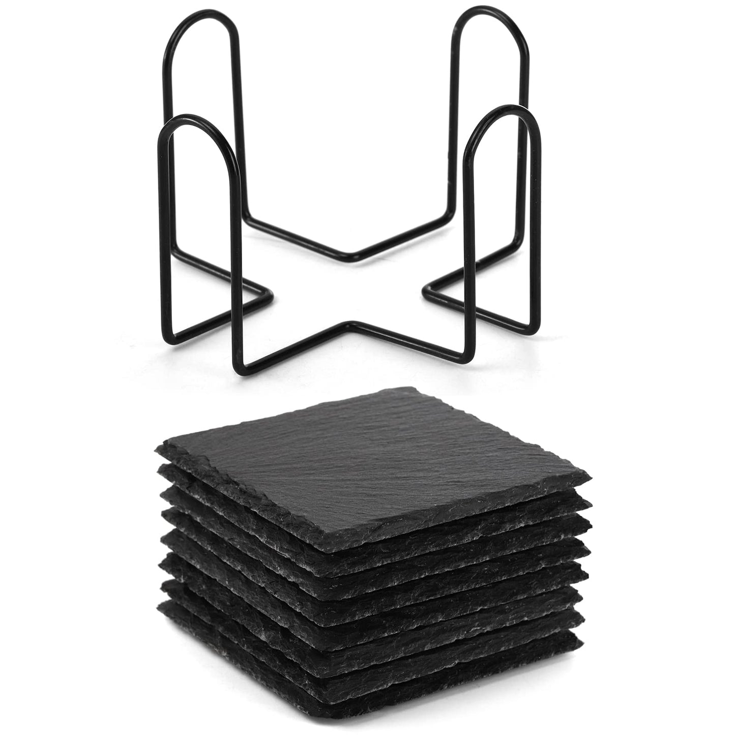 USA Warehous-96pcs square slate coasters with metal holder