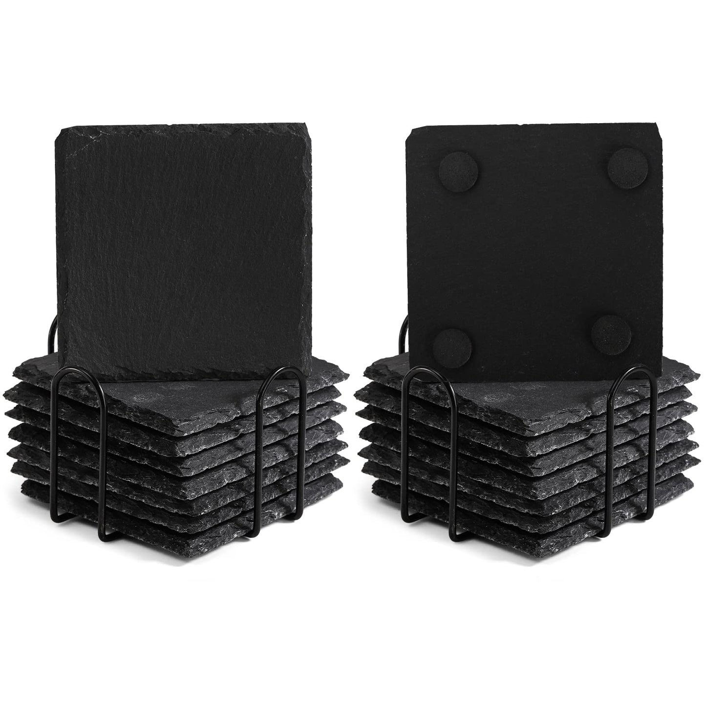 USA Warehous-96pcs square slate coasters with metal holder