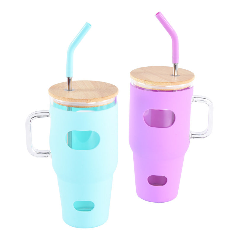 China warehouse-32oz glass tumbler beer can with handle