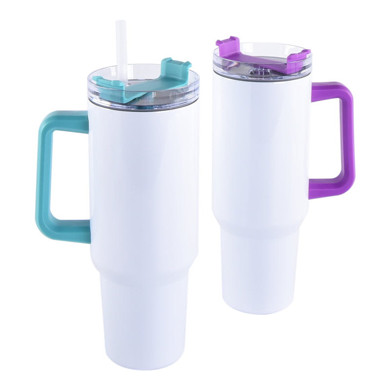 China Warehouse- 20pcs 40oz sublimation tumbler with multi color handle
