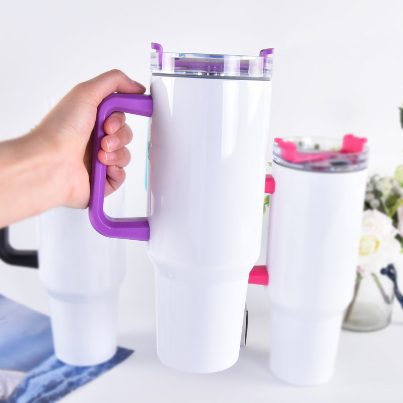 China Warehouse- 20pcs 40oz sublimation tumbler with multi color handle