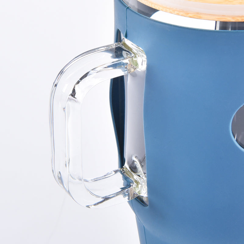 China Warehouse-32 Oz Glass Tumbler with Bamboo Lid/straw and Silicone Sleeve