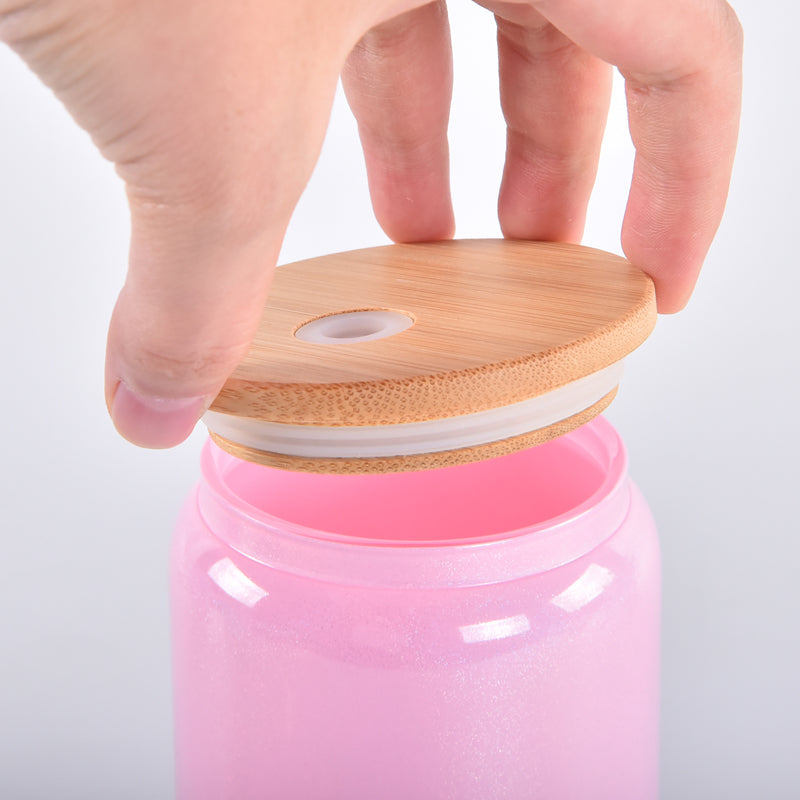 China warehouse-16oz sublimation Gradient Shimmer glass can