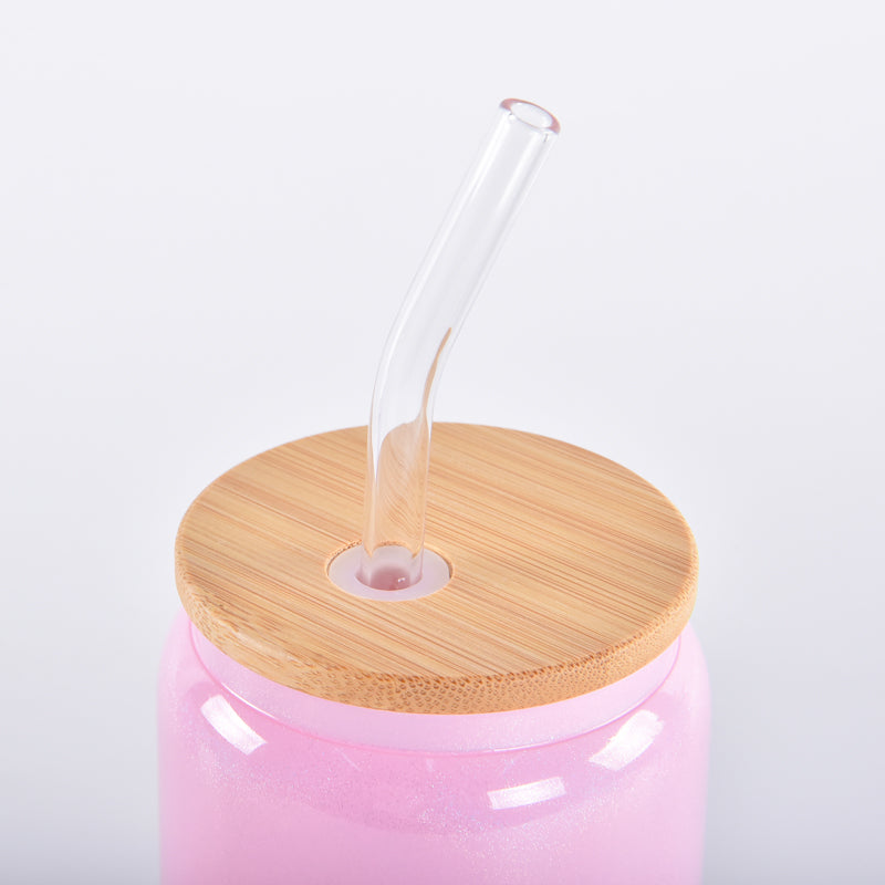 China warehouse-16oz sublimation Gradient Shimmer glass can