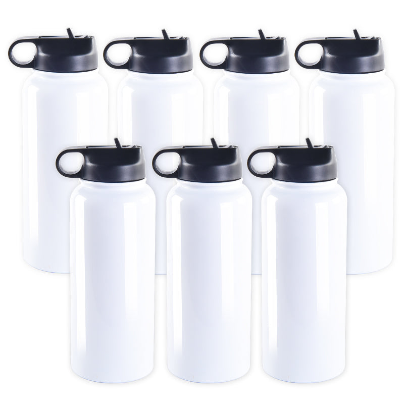 Sublimation Tumbler 32oz/950ml Sports Water Bottle Wide Mouth Straw Lid & Rotating Handle