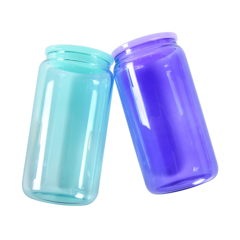 16oz Sublimation Colorful Glass Can With Plastic Straw and Colored  Lids- Chinese Warehouse