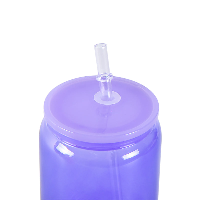 16oz Sublimation Colorful Glass Can With Plastic Straw and Colored  Lids- Chinese Warehouse