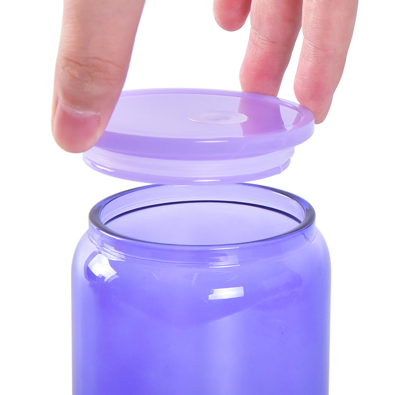 16oz Sublimation Colorful Glass Can With Plastic Straw and Colored  Lids- Chinese Warehouse