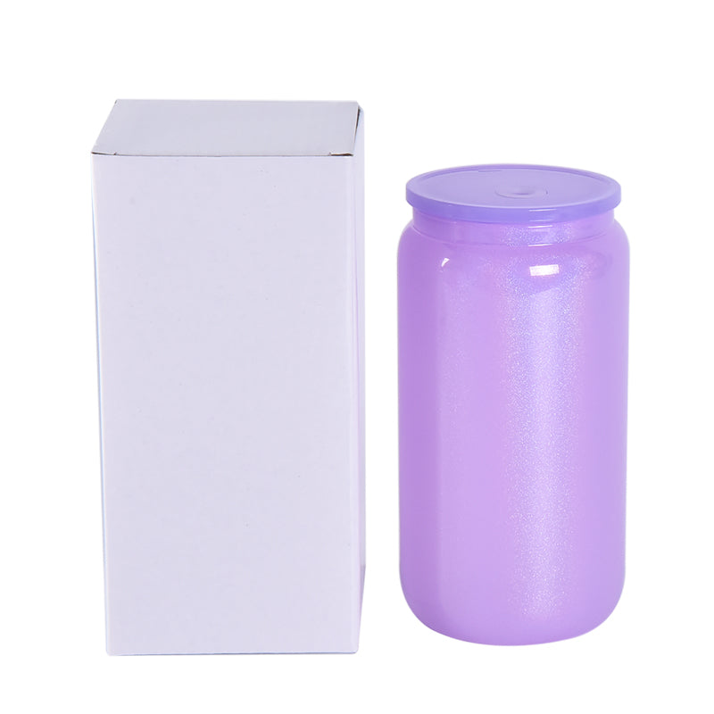 16oz Colored Jelly blank sublimation glass cans in candy colors with lids