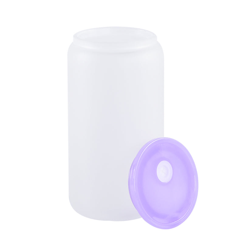 16oz frosted blank sublimation glass cans with BPA-free color lids