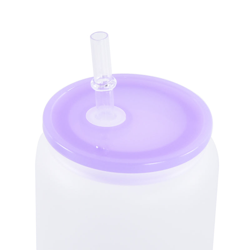 16oz frosted blank sublimation glass cans with BPA-free color lids