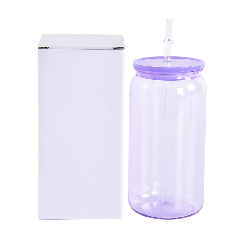 50PCS 16oz acrylic plastic can with lid