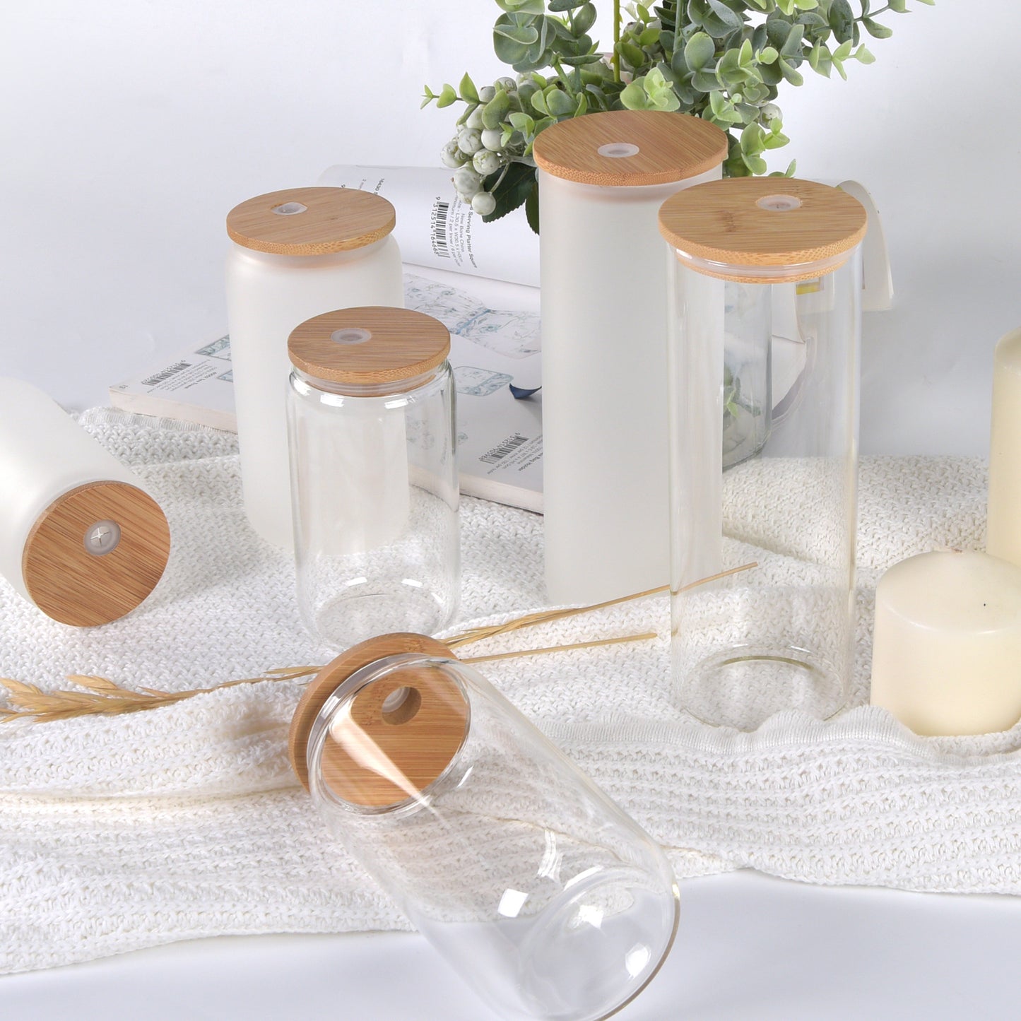 China Warehouse 25 Pcs Clear 25 Oz Straight Beer Glass Can Water Bottle Tumbler With Wide Mouth