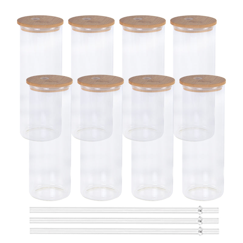 25pcs 16oz Beer Can Glass with Bamboo Lid Frosted and Clear