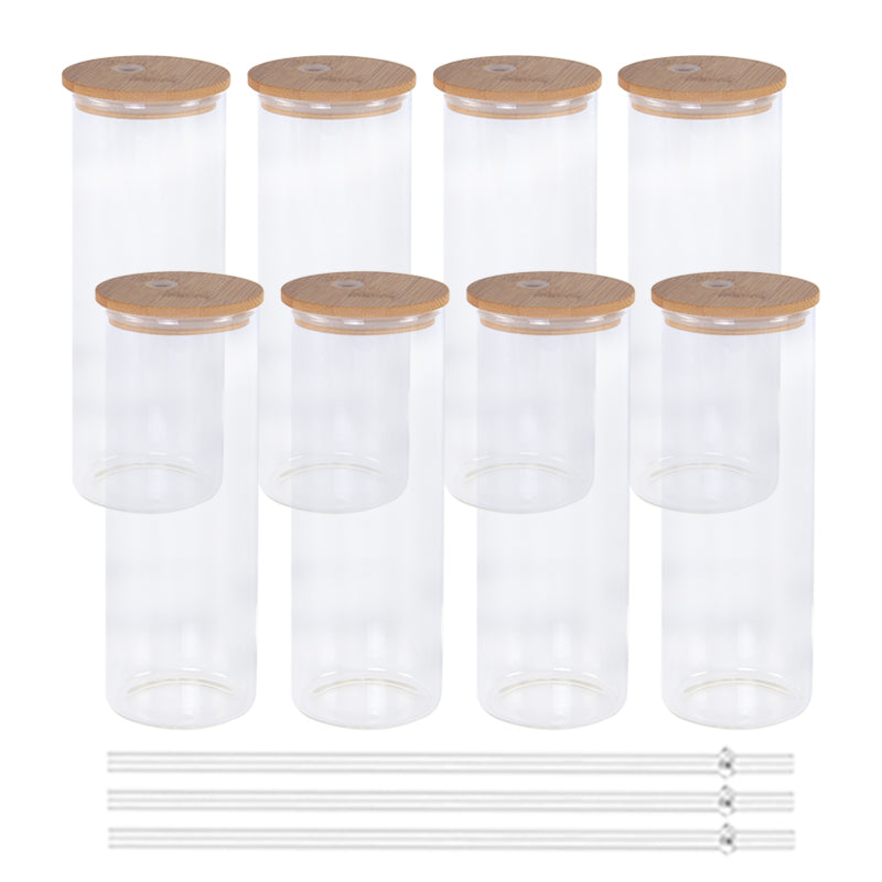 China Warehouse 25 Pcs Clear 25 Oz Straight Beer Glass Can Water Bottle Tumbler With Wide Mouth