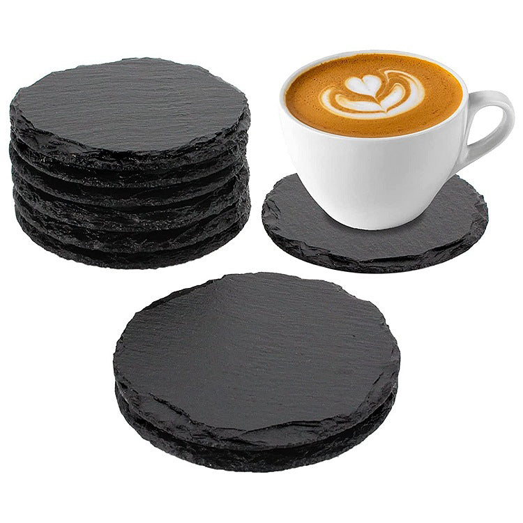 Natural Soild Black Stone Set Square Black Slate Drink Crafts Beer Cup Coaster