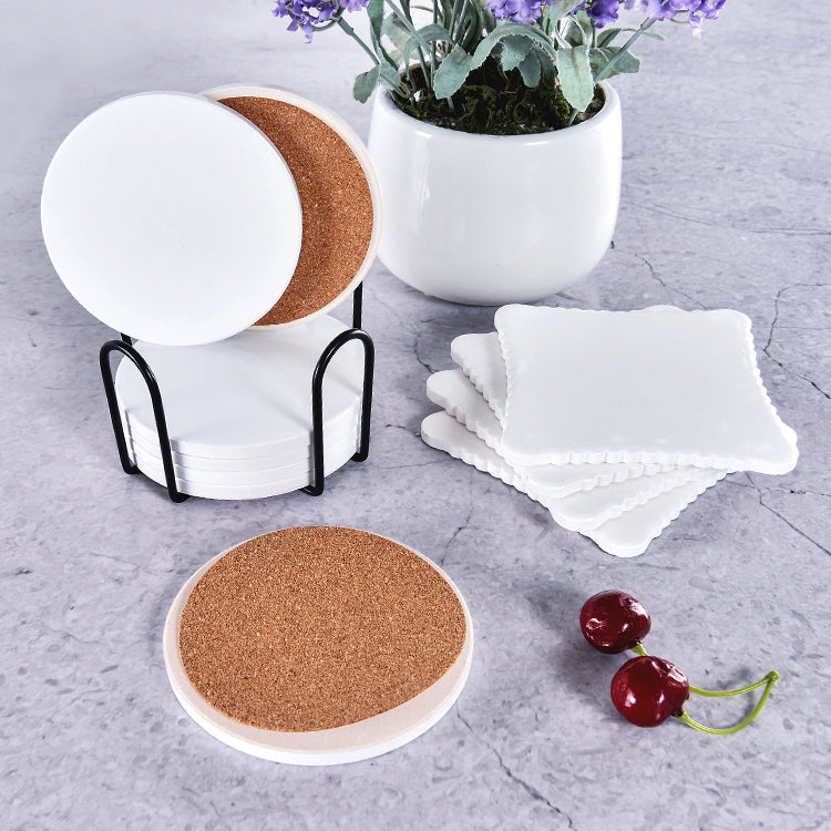Sublimation Blanks Ceramic Coasters White Absorbent Sandstone Tea Wine Cup Coaster