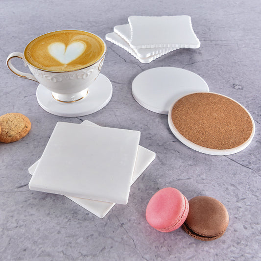 Sublimation Blanks Ceramic Coasters White Absorbent Sandstone Tea Wine Cup Coaster