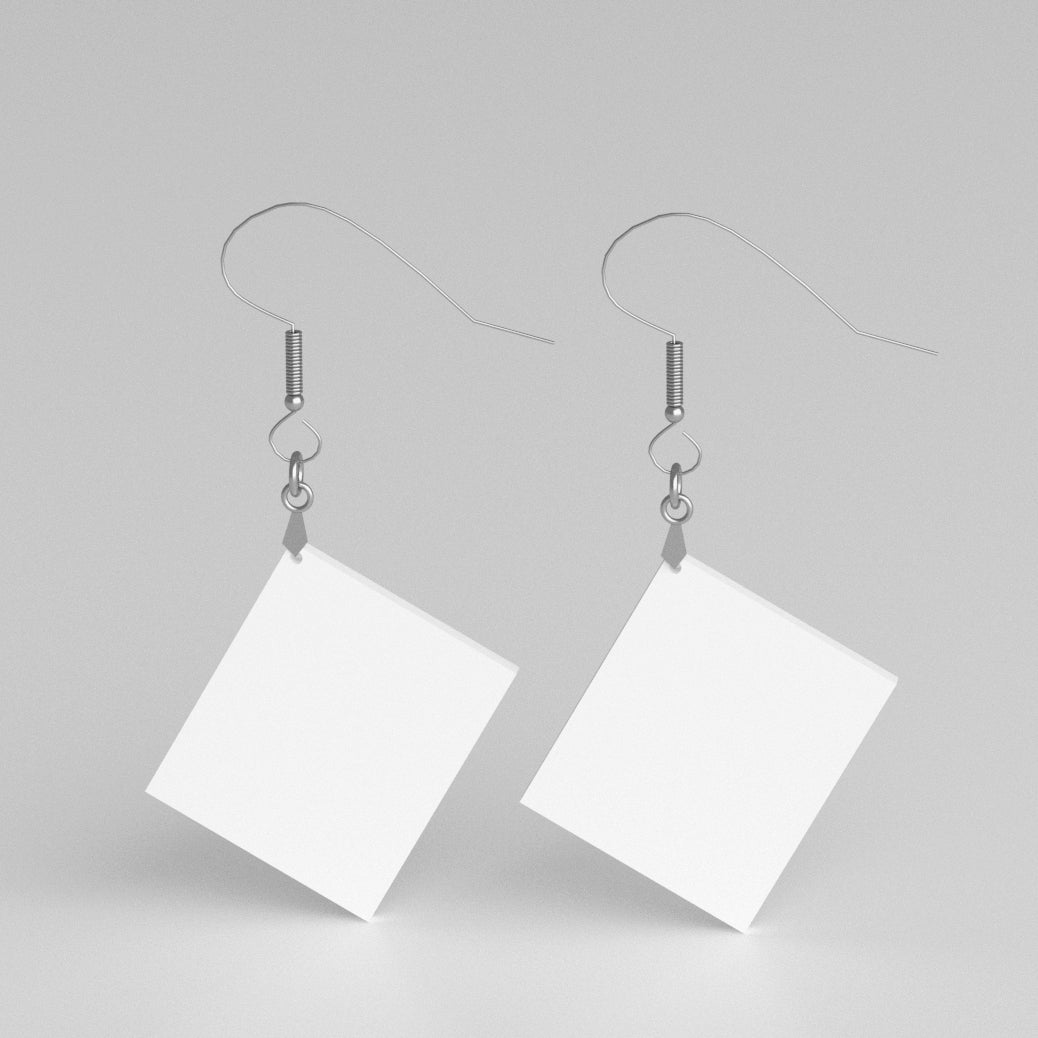 Custom Hardboard Wooden Fashion Jewelry Sublimation Blanks Geometric Square Shapes Earring