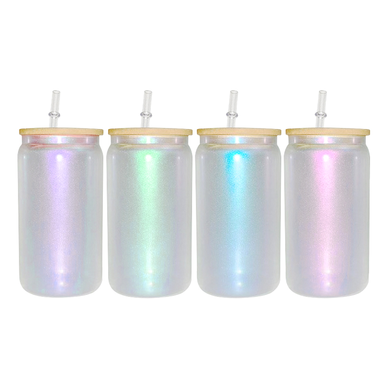 China warehouse 25pcs 16oz Glitter Shiny Mason Jar Mug Glass Cups Beer Can