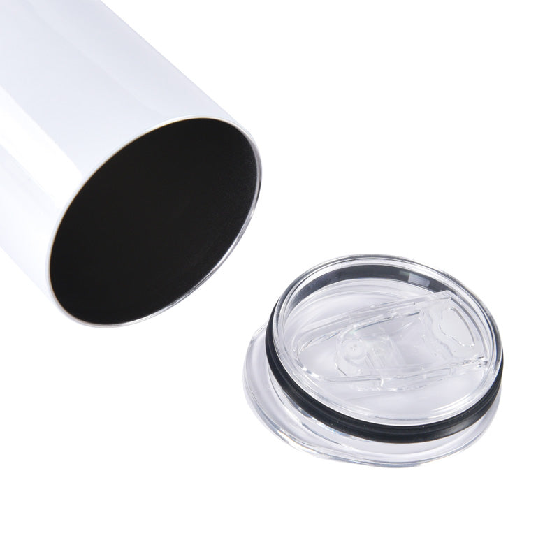 Sublimation Blanks Flat Edge 20oz/600ml Stainless Steel Tumbler with Slide Lid (White)
