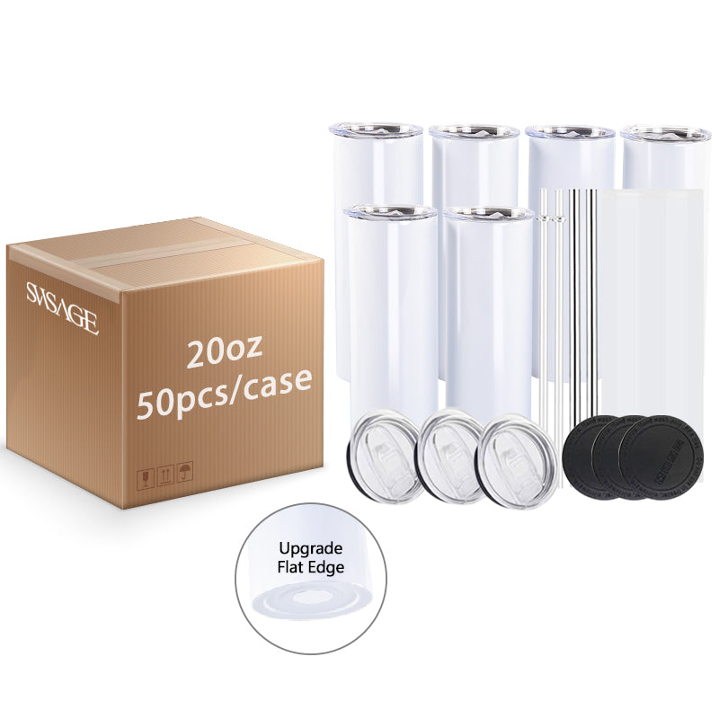 Sublimation Blanks Flat Edge 20oz/600ml Stainless Steel Tumbler with Slide Lid (White)