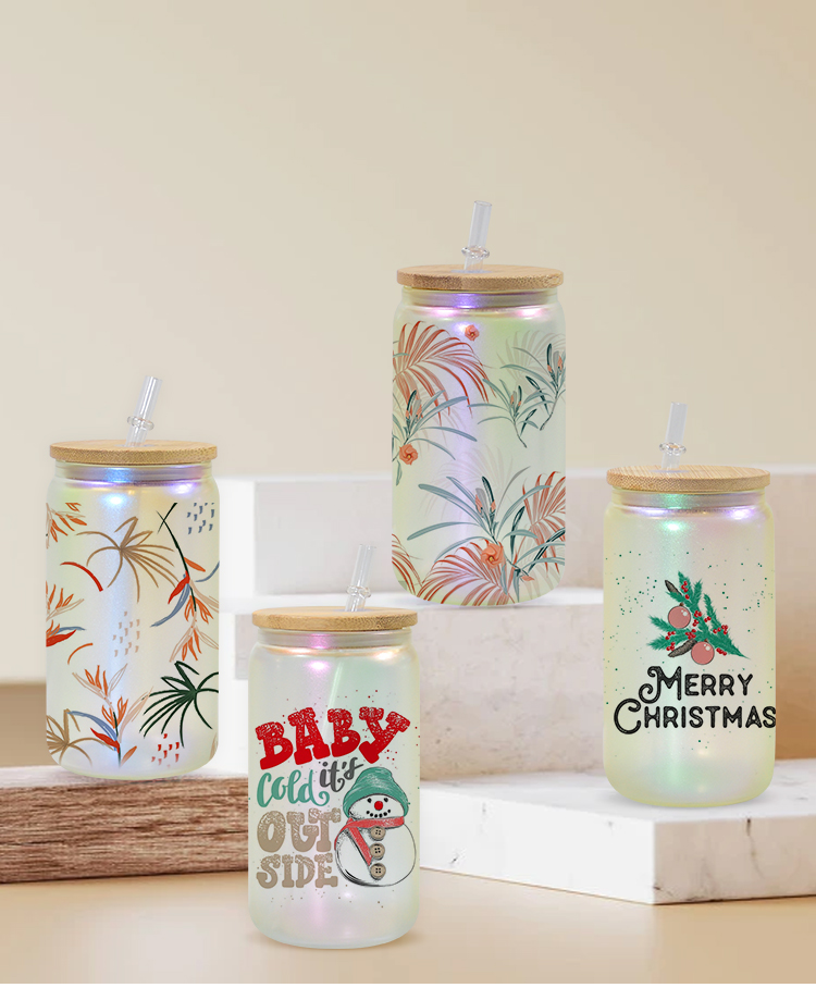 China warehouse 25pcs 16oz Glitter Shiny Mason Jar Mug Glass Cups Beer Can