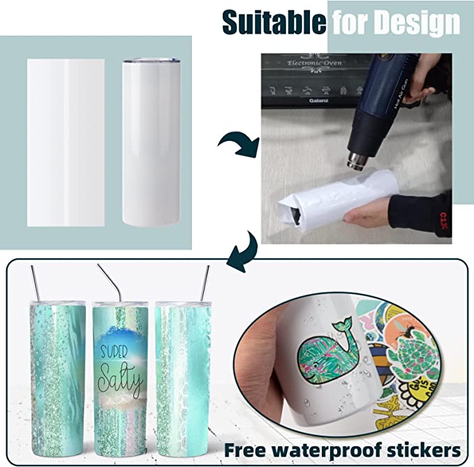 USA warehouse-20oz Stainless Steel 25 Pack Blank White Heat Press Sublimation Tumblers With Straw