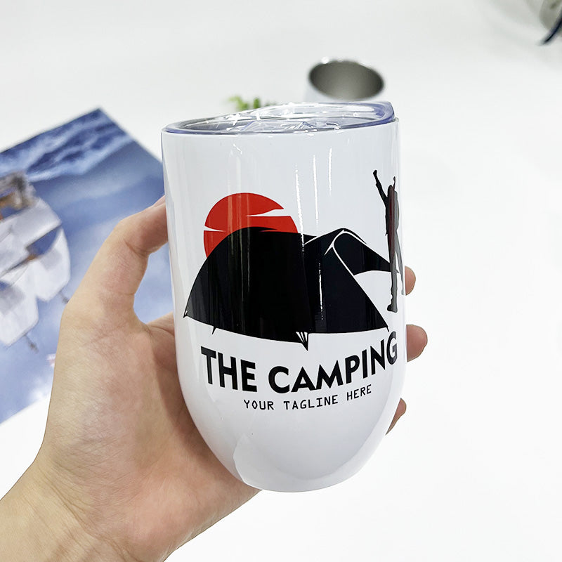 50pcs/box 12 oz Double Wall Insulated Stainless Steel White Sublimation Blank Stemless Coffee Wine Cup Mug Tumbler