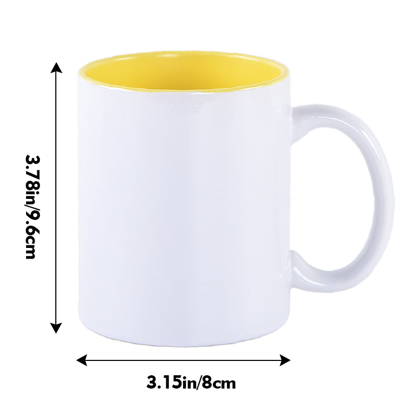 USA warehouse-Sublimation Blanks Interior color and exterior white 11oz Coffee Cup Ceramic Coffee Mug