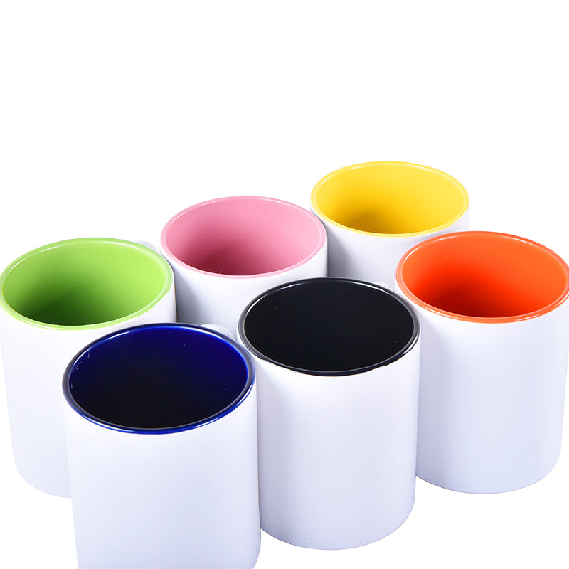 USA warehouse-Sublimation Blanks Interior color and exterior white 11oz Coffee Cup Ceramic Coffee Mug