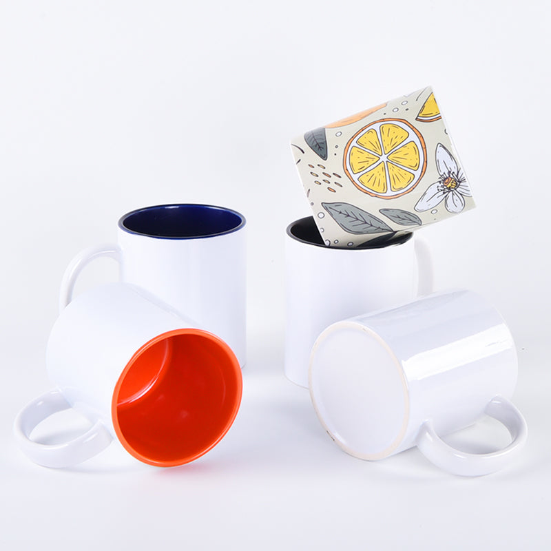 USA warehouse-Sublimation Blanks Interior color and exterior white 11oz Coffee Cup Ceramic Coffee Mug