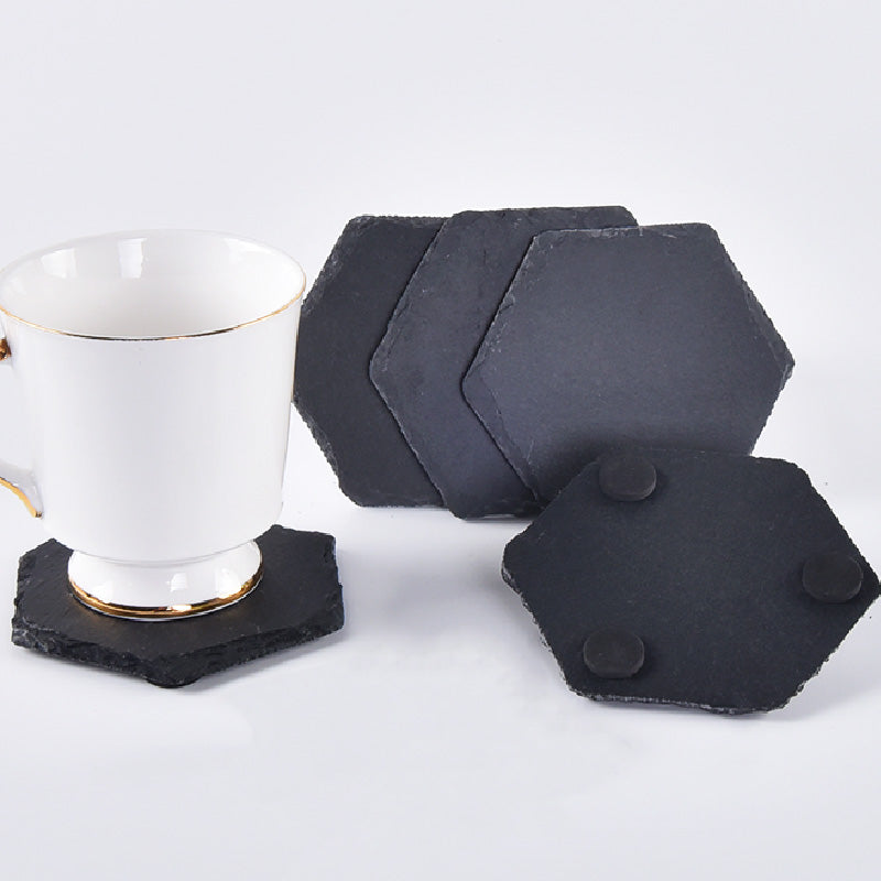 China warehouse-100pcs 10*5mm natural hexagon slate coasters