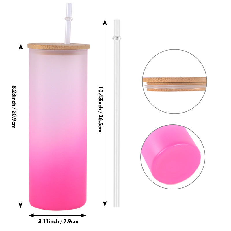 RTS USA warehouse 25oz Sublimation 35 Pack Double Wall Snow Globe Glass Can with Bamboo Lids and Plastic Straw