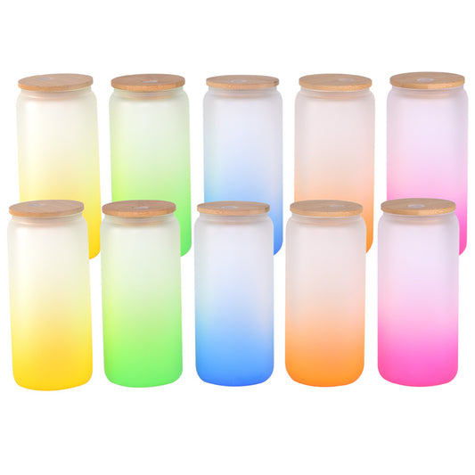 China warehouse- 35 pcs 20Oz  Glass Water Coffee Cup Tumbler With Wood Lid And Plastic Straw