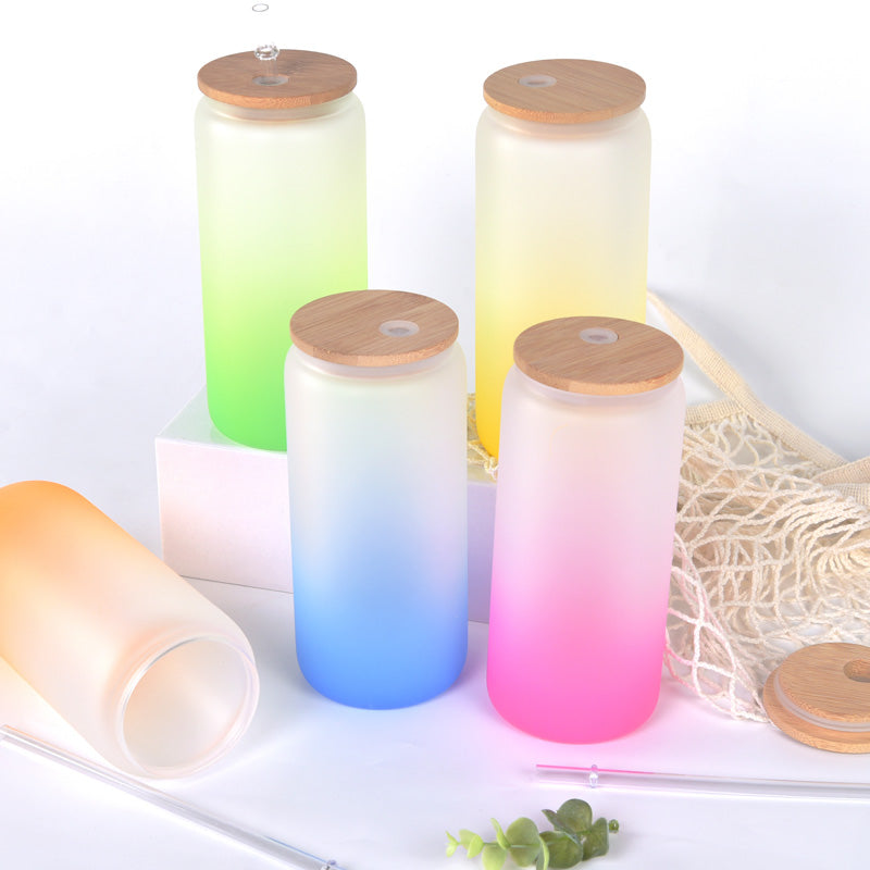 China warehouse- 35 pcs 20Oz  Glass Water Coffee Cup Tumbler With Wood Lid And Plastic Straw