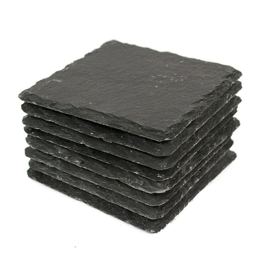 China Warehouse-Natural Soild Black Stone Set Square Black Slate Drink Crafts Beer Cup Coaster