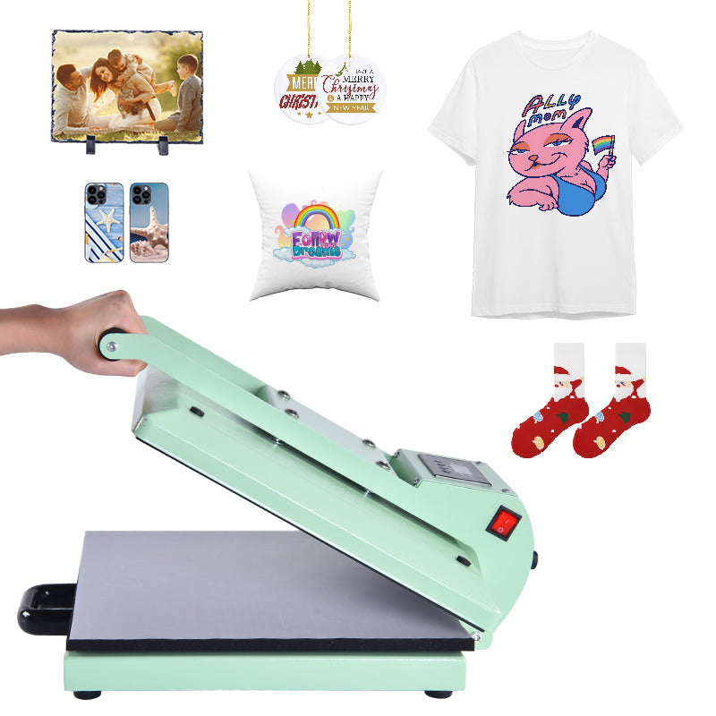 PRE-SALE 15x15 inch T-shirts Heat Press Machines | Light Green | | 1200W 110v | - swssub