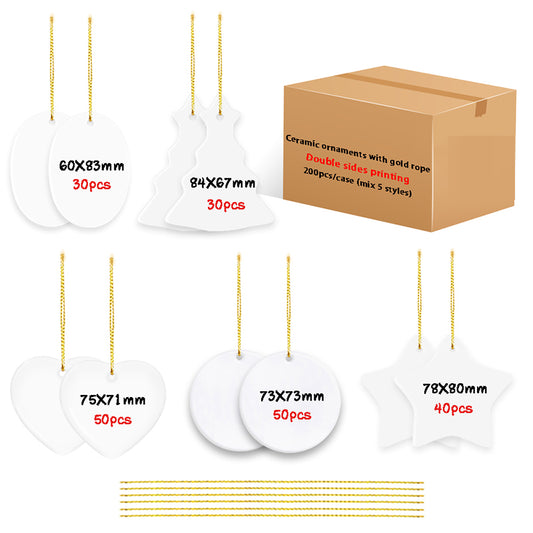 200 Pack Diy Sublimation Blank Ceramic Hanging Holiday Christmas Ornaments