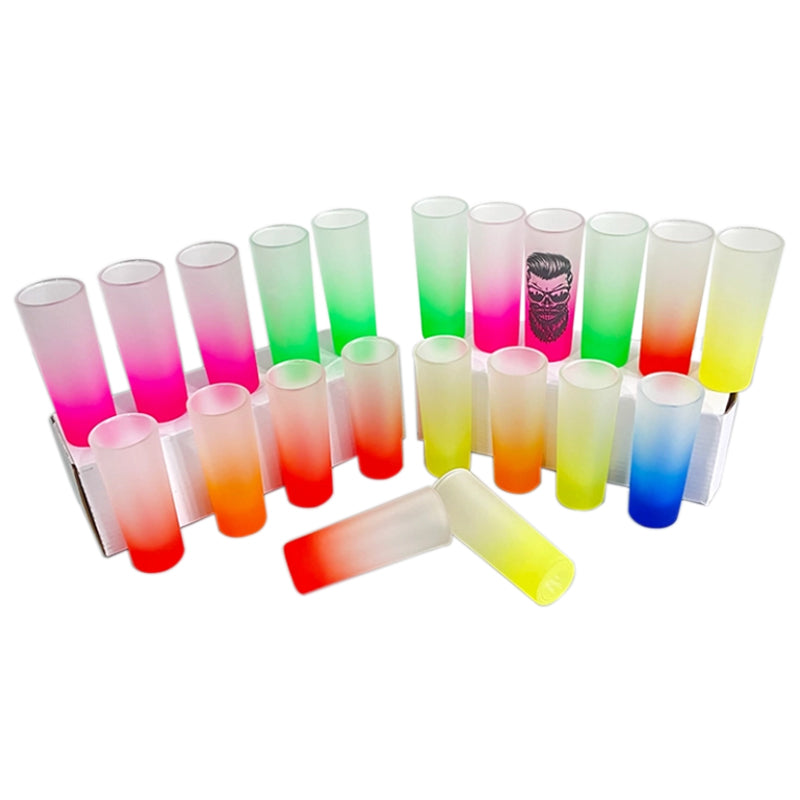 2.5oz frosted Ombre mixed Color Colored Bottom Shot glass for Sublimation Transfer