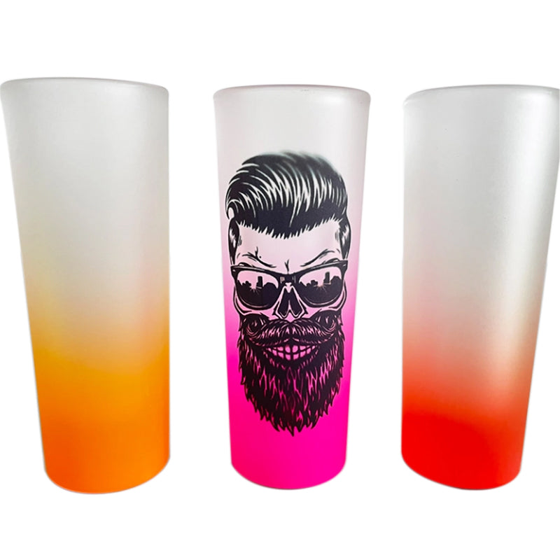 2.5oz frosted Ombre mixed Color Colored Bottom Shot glass for Sublimation Transfer